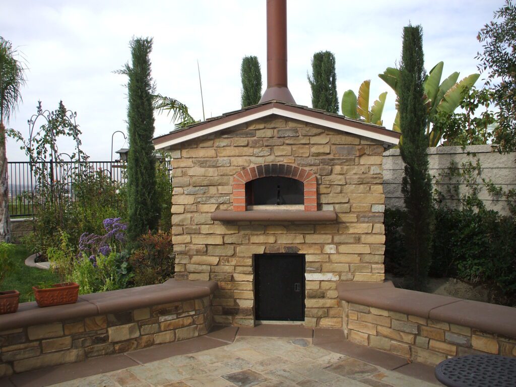 An outdoor brick oven